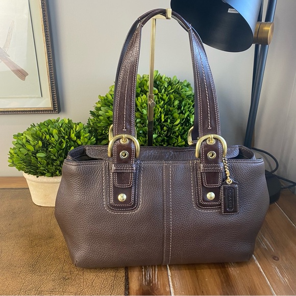 Coach Large Gold Buckle Soho Shoulder Bag – Mahogany Brown Floral Scarf Accent - Picture 17 of 17